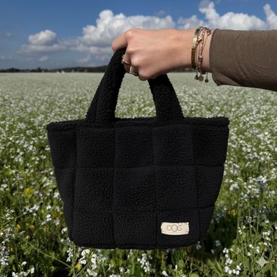 OOG Damen Teddytasche "Sophia schwarz langer Tragegurt Frauen Tasche Handtasche