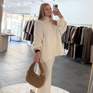 OOG Damen Teddytasche "Paula" Dunkelbraun langer Tragegurt Frauen Tasche Handtasche