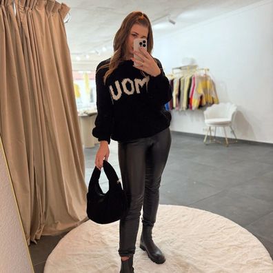 OOG Damen Teddytasche "Paula" schwarz langer Tragegurt Frauen Tasche Handtasche