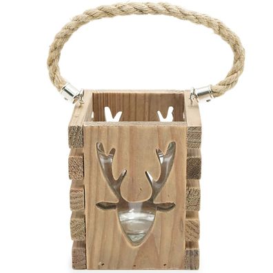 Windlicht aus Holz mit Hirschdesign 11x11x13cm euro souvenirs