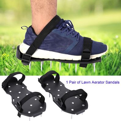 1 Pair Lawn Aerator Sandals - Heavy Duty Spiked Shoes with Plastic Buckle