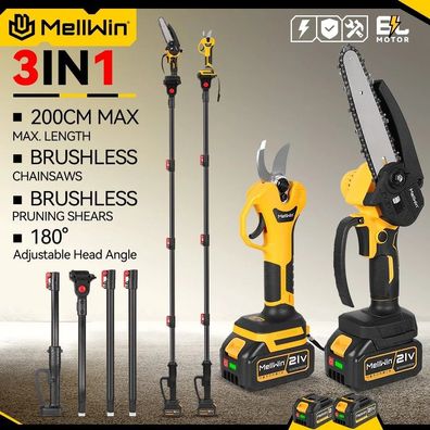 Brushless Electric High Branch Saw - 2m Telescopic Pole for Makita 18V Battery