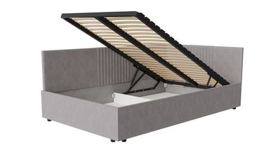 Polsterbett 120 x 200 cm Lena Bett mit Lattenrost Bettkasten Eckbett - Cloud 82 grau