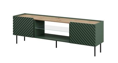 Fernsehschrank Onda 2D Tv-Lowboard 2 türiger Unterschrank 180 cm MDF grün matt
