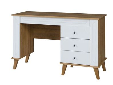 Schreibtisch 124x80x54 cm SONIA SN-14 mit 3 Schubladen Grand Eiche/ Weiß Glanz