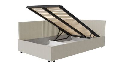 Polsterbett 120 x 200 cm Lena Bett mit Lattenrost Bettkasten Eckbett - Cloud 03 beige