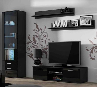 Wohnwand SOHO 5 - Moderne Eleganz in Schwarz