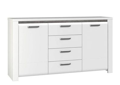 Luxus Sideboard Brugia - Weiß, Hochglanz, LED Beleuchtung