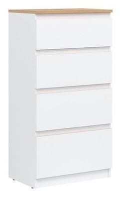 Kommode 54,5x105x35 cm REMI RM04 Schubladenkommode 4 Schubladen Weiß/ Evoke Eiche