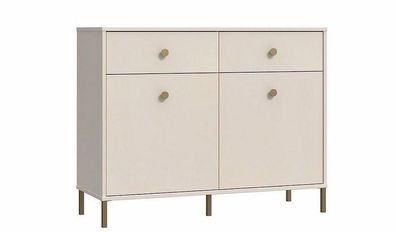 Wohnzimmerschrank Salvatrice Kommode 114x90x42 cm 2 Türen 2 Schubladen Beige