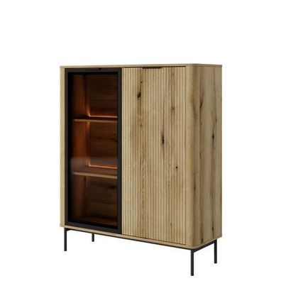 Wilson B Vitrine – Moderne Wohnwand mit LED-Beleuchtung in Eiche Evoke