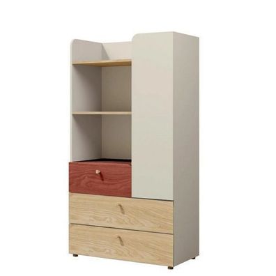 Regal YUKI Y6 Regalschrank Schrank graubeige/ geölte Eiche/ koral