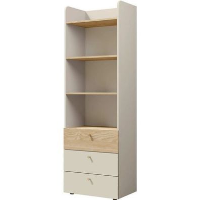 Regal YUKI Y3 Bücherregal graubeige/ geölte Eiche