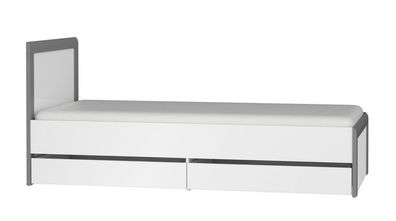 Bettgestelle Thea White Bettrahmen 90x200 cm Bett Jugendzimmer mit 2 Scvhubladen