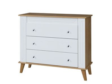 Kommode 104x90x44 cm SONIA SN-10 mit 3 Schubladen Grand Eiche/ Weiß Glanz