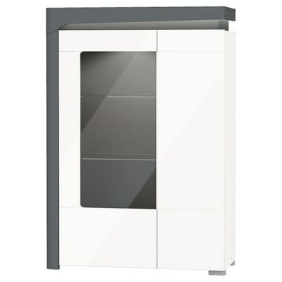 Vitrine Links 64 cm THEA-White WHW-2L Schrank Vitrinenschrank Led