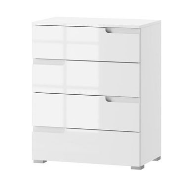 Moderne 4-Schubladen-Kommode in Weiß Hochglanz