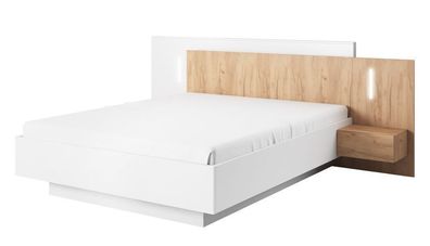 Bettgestelle 3D mit lift Lattenrost 160x200 cm 2 Nachttischen und Led Beleuchtung 