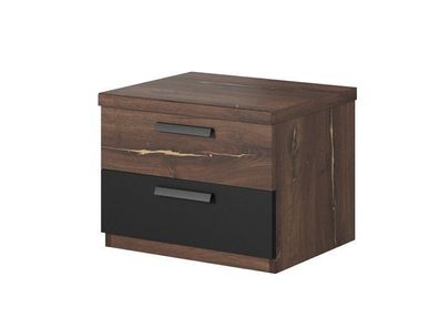 Nachttisch Sigma 22 mit 2 Schubladen in Flagstaff Eiche/ Kupferfaden/ Schwarz