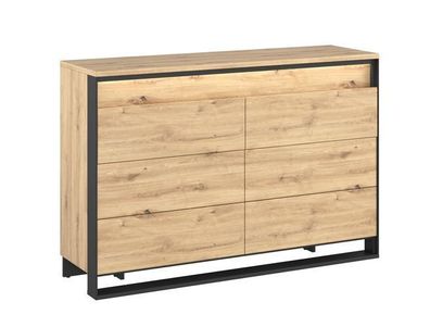 Kommode 130 cm Sideboard QUANT QA-08 mit Beleuchtung 3 Schubladen