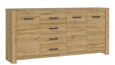 Kommode Havanna HVNK341, Sideboard mit 3 Türen und 4 Schubladen, Alteiche Dekor