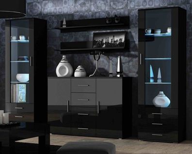 Moderne Wohnwand SOHO 3 mit LED-Beleuchtung