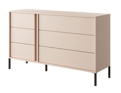 Kommode 137x81x39,5 cm DAST J Sideboard 6 Schubkästen Beige