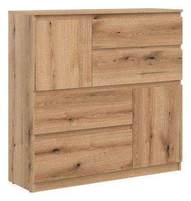 Kommode 75x105x35 cm REMI RM06 mit 2 Türen 4 Schubladen Evoke Eiche