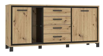 Kommode Trondheim TDHK242L Sideboard Wohnzimmerschrak mit 4 Schubladen und 2 Türen