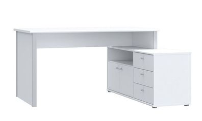 Schreibtisch TEMPRA 2 T2KB231L-C734 Eckschreibtisch mit Kommode weiß