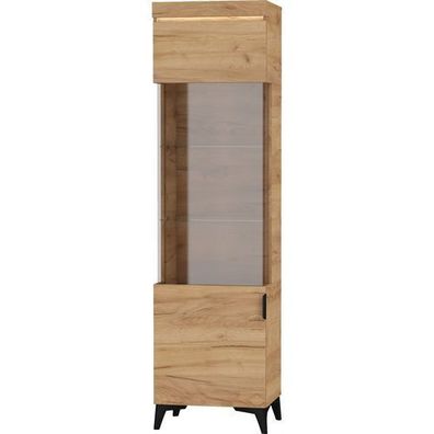 Vitrine 53 cm Bragi BGW-1 mit 2 Glasboden Wohnzimmer Schrank Vitrinenschrank