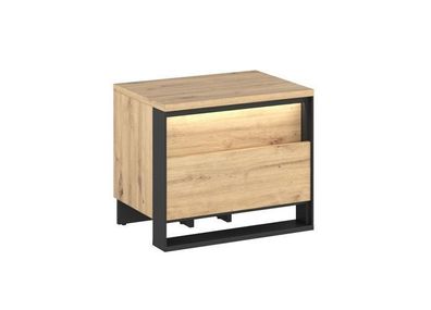 Nachttisch QUANT Nachtschrank mit 2 Schubladen und Led Beleuchtung