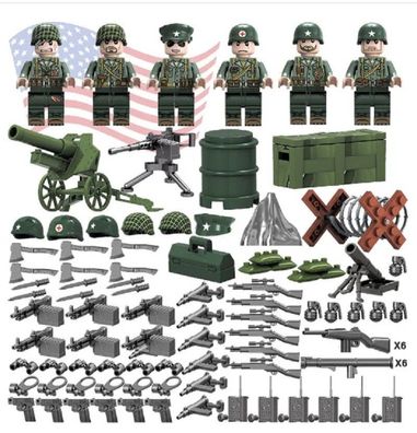 Armee Soldaten Bausteine US-Army 1941-1945 WW2 Waffen Zubehör 100% Cobi kompatibel