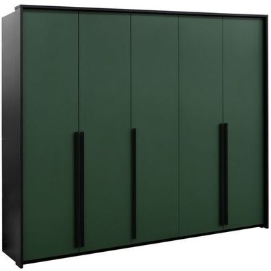 Kleiderschrank GENUA 255 Schrank 255x217x65 cm Schwarz/ Flaschengrün