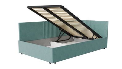 Polsterbett 120 x 200 cm Lena Bett mit Lattenrost Bettkasten Eckbett -Cloud 72 Türkis
