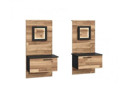 Nachttische Jakobina JKBK011STB Nachtschrank Schublade LED 2 Stück Komplett