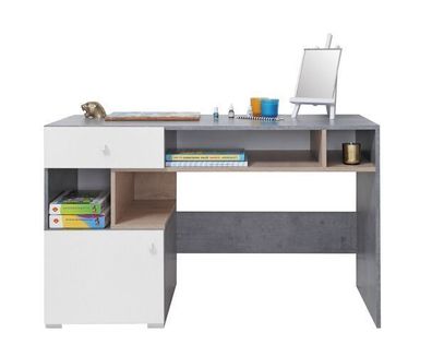 Schülerschreibtisch Sigma SI-10 - Beton/ Weiß Lux/ Eiche