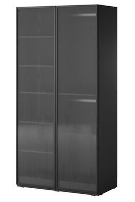 Kleiderschrank Sandbox Drehtürenschrank Schrank 101x200x51 cm schwarz/Glasflöten