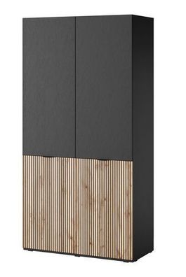 Kleiderschrank Sandbox Drehtürenschrank Schrank 101x200x51 cm Schwarz/Wotan Eiche