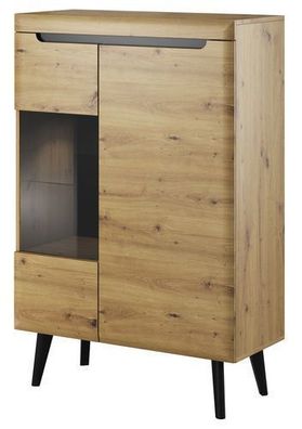 Vitrine NORDI Vitrinenschrank mit LED Beleuchtung Artisan Eich)