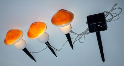 Garten Deko Lampen Leuchten 3 Pilze LED Gartenleuchte Solarbetrieb