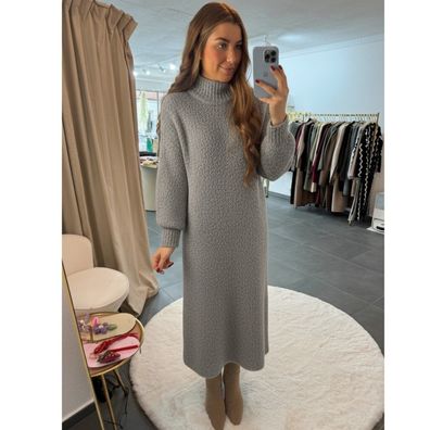 Strickkleid Damen Langes Kleid JANA dunkelgrau Onesize XS-XL langarm Damenkleid Frau