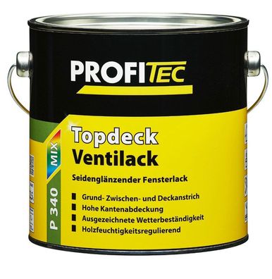 ProfiTec Topdeck Ventilack P 340 2,5l und 750ml weiß Fensterlack 3in1 Lack