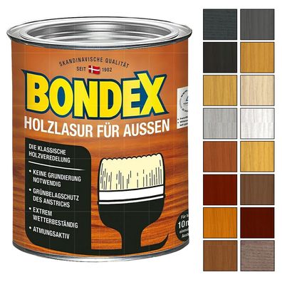 BONDEX Holzlasur für aussen 0.75 LTR Dünnschichtlasur Holzschutz Grundierung