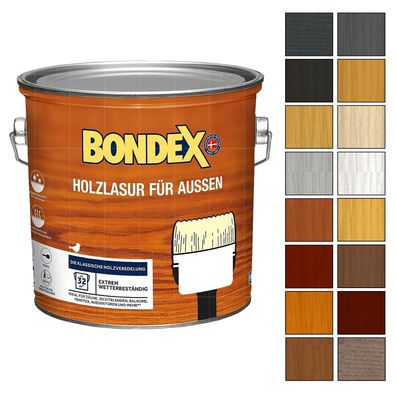BONDEX Holzlasur für aussen 2.5 LTR Dünnschichtlasur Holzschutz Grundierung