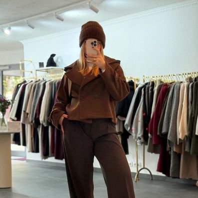 Kurzer Trenchcoat LILLI Braun Damen Jacke OneSize XS-XL Winter Trench Coat Frauen