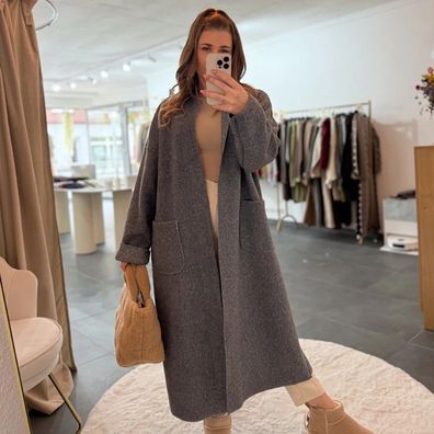 Cosy Frauen Mantel Valentina Grau Damen Wintermantel Onesize XS-XL Frau Winter