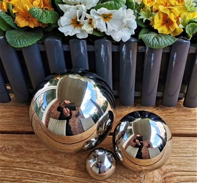 Dekorationskugel Dekokugel 3er Set 15-10-5 cm Edelstahl poliert Kugel