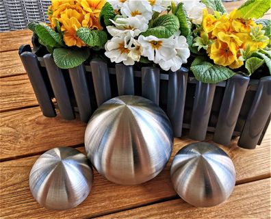 Dekokugel 3er Set 15-10-10 cm Edelstahl matt gebürstet Kugel Dekorationskugel