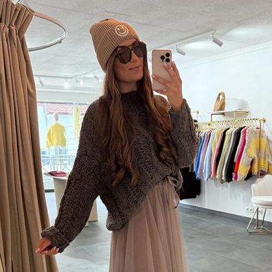 Mütze Smiley Nora Camel Damen Mützen Frauen Strickmütze Winter Beanie